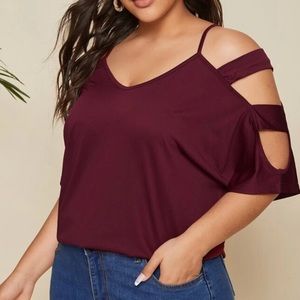 SHEIN Cold Shoulder Maroon Top